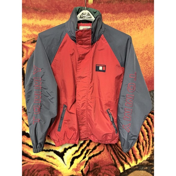 Tommy Hilfiger Other - Vintage 90s Red Tommy Hilfiger "Urban Sport" windbreaker sleeve Spell‎ out Tommy